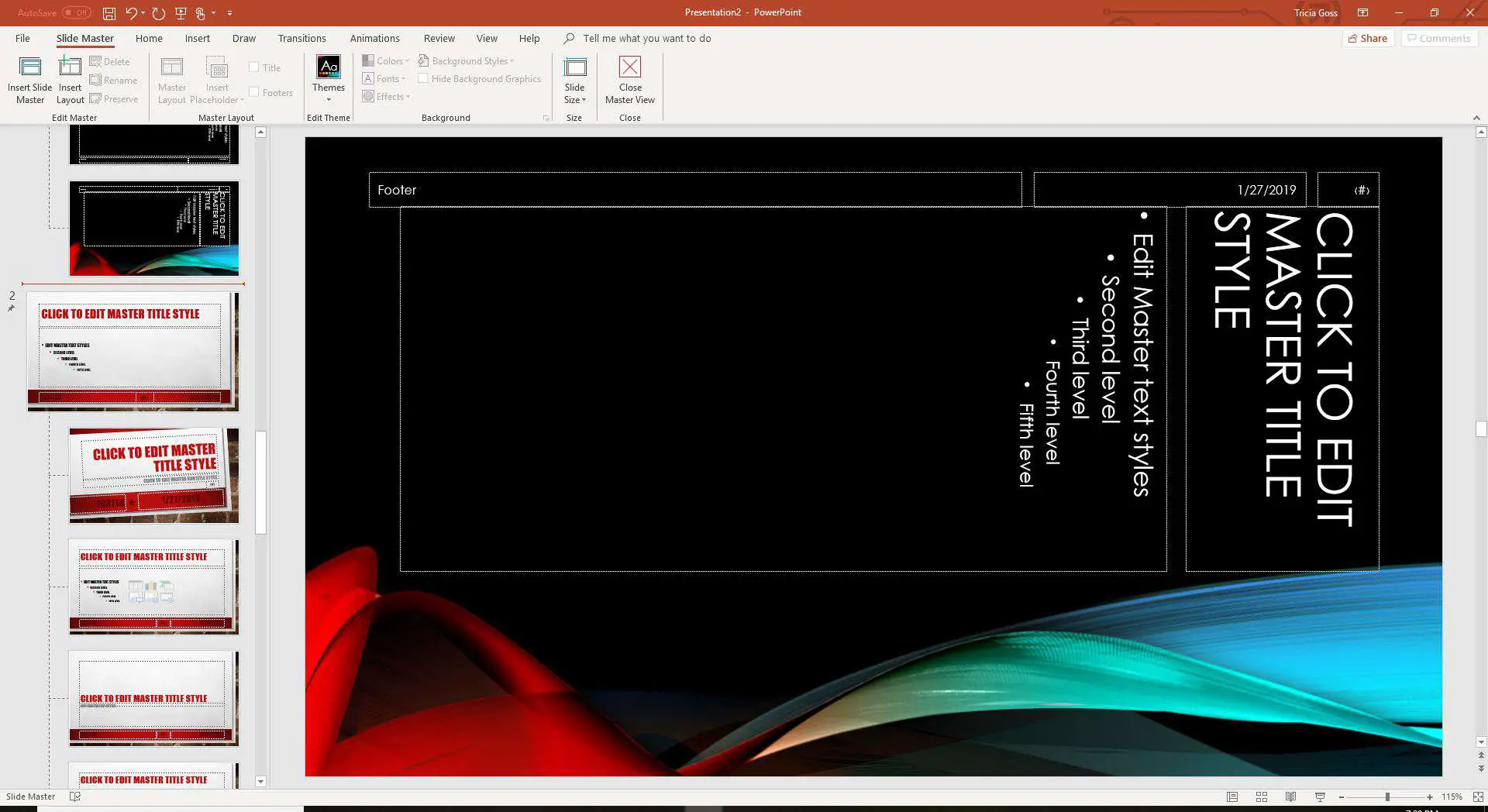 Captura de tela do segundo tema adicionado ao segundo slide mestre