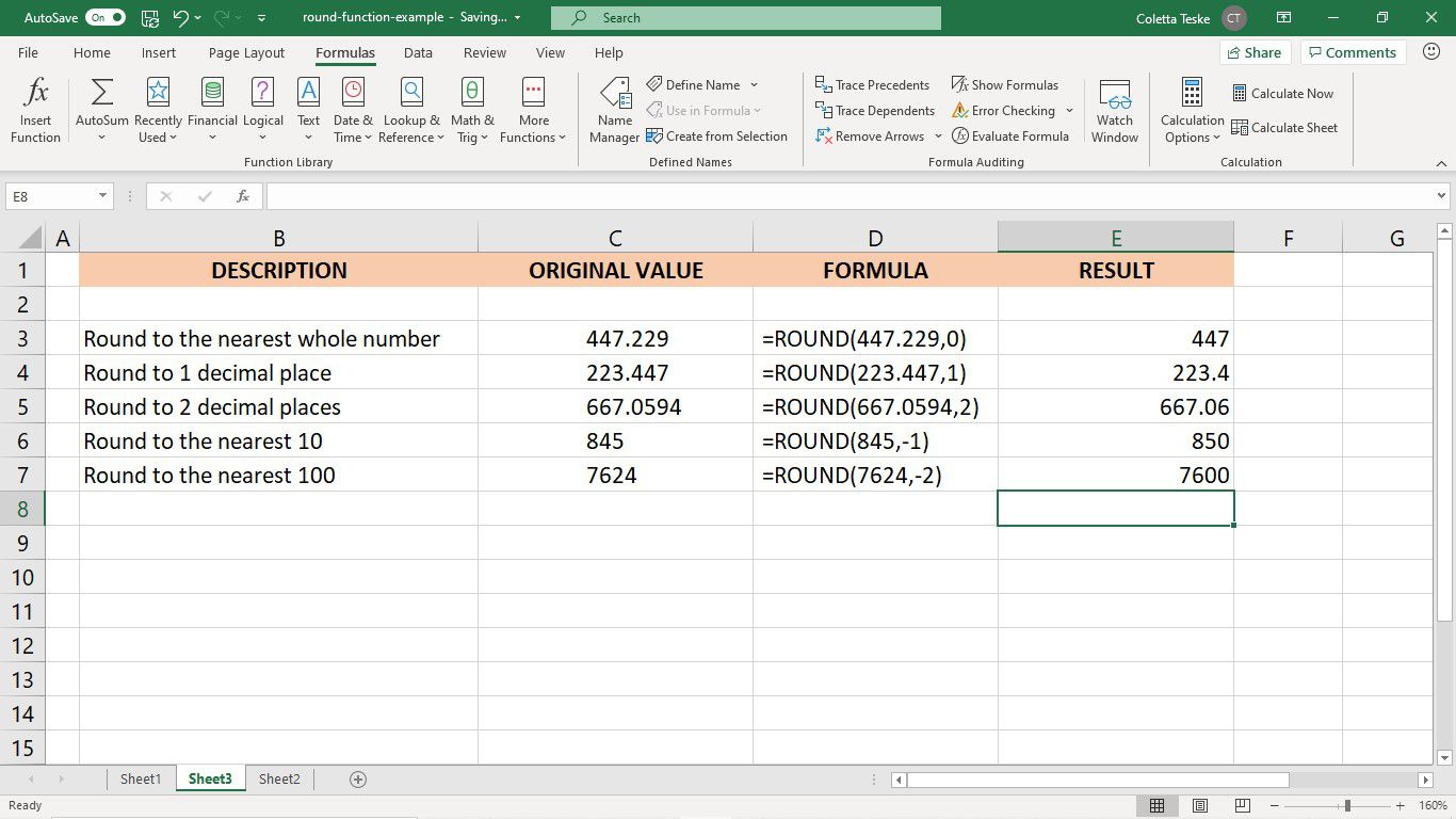 O resultado da função ROUND ao arredondar um valor