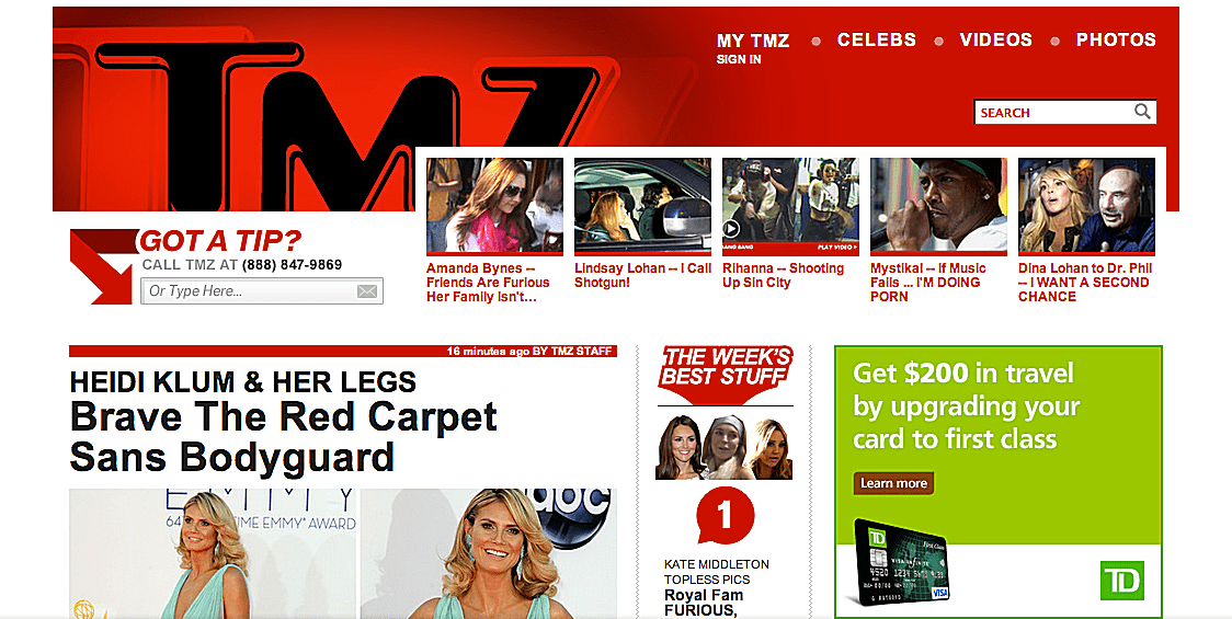 Captura de tela do TMZ.com