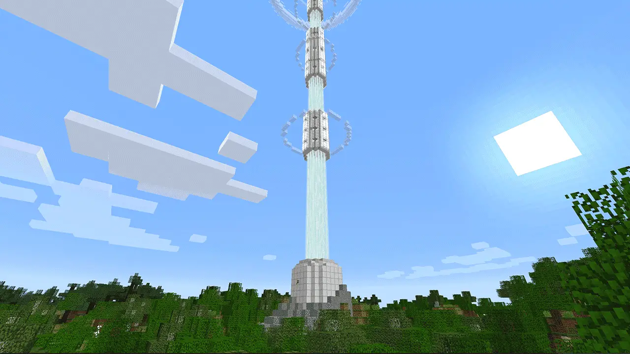 Uma torre de exibição de tela do Minecraft