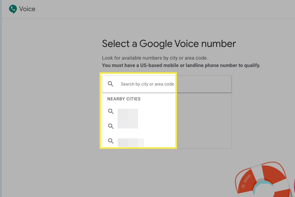 Selecionando um número do Google Voice