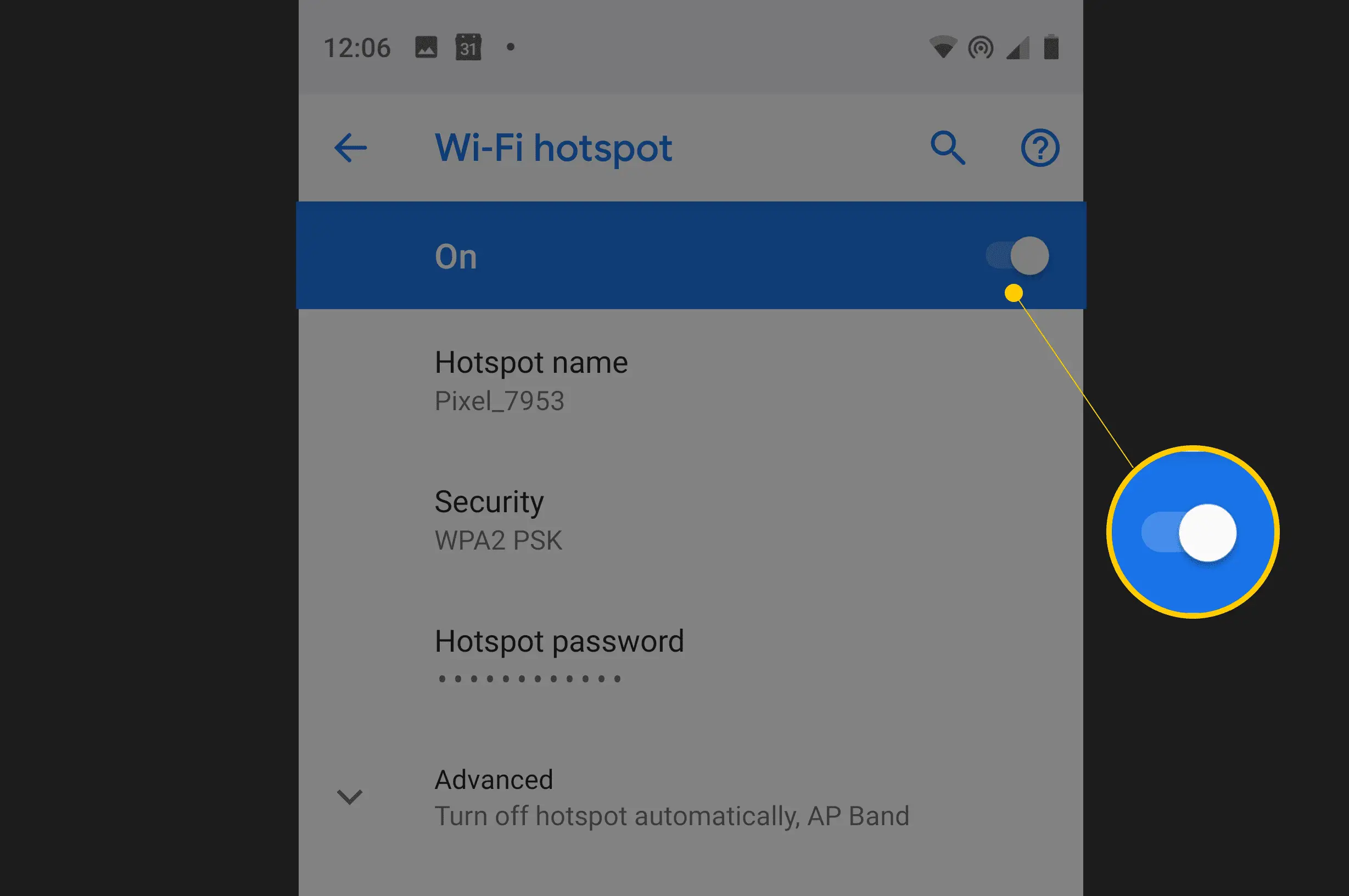 Ponto de acesso Wi-Fi ativado para Pixel