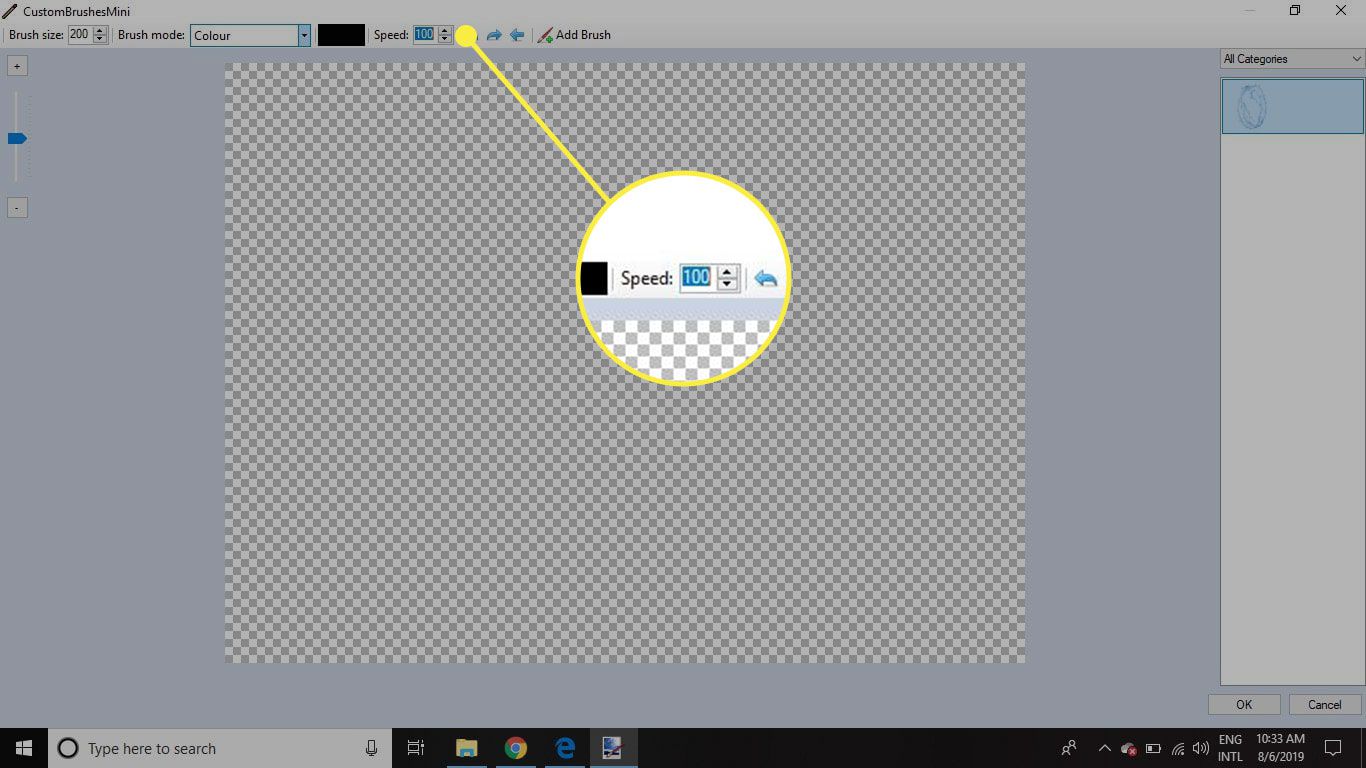 Uma captura de tela do Paint.NET com a opção Velocidade em destaque