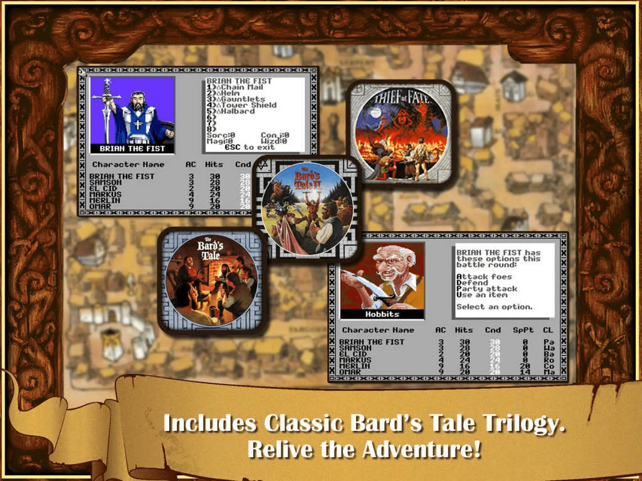 As descrições dos personagens do jogo The Bard's Tale