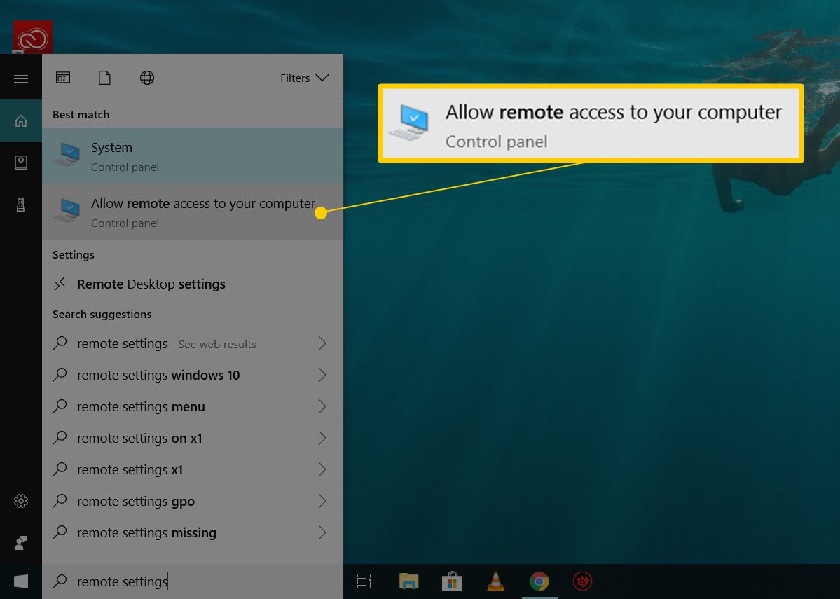 Pesquisa de configurações remotas na Cortana, Permitir acesso remoto ao item de menu do seu computador