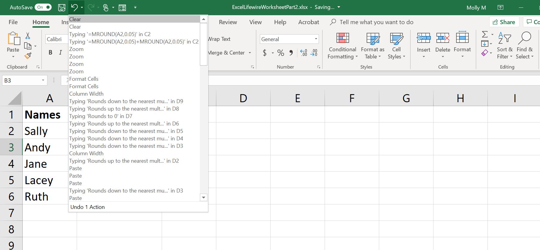 Undo Command Not Working In Excel