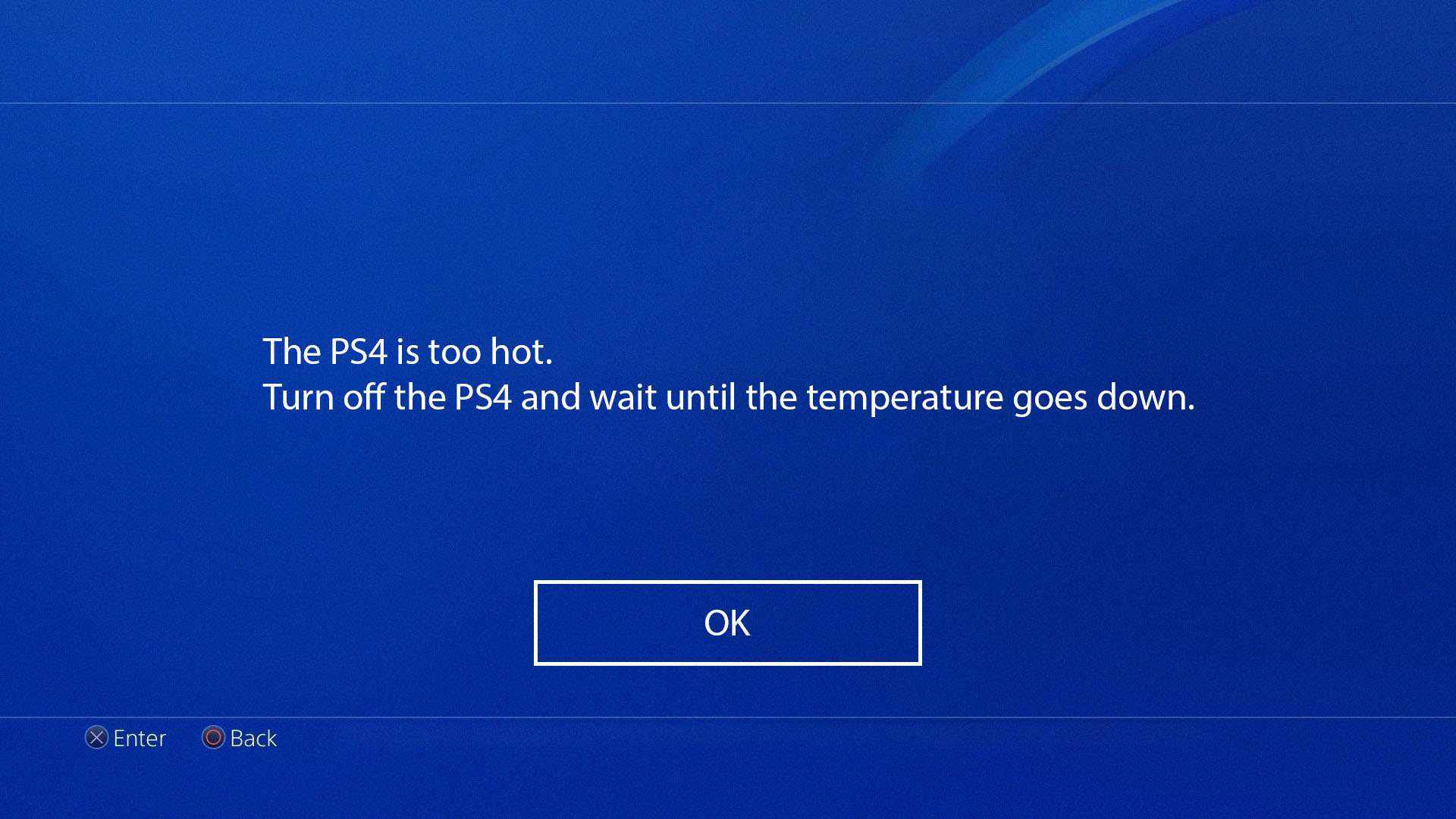 Uma captura de tela de um PS4 quente.