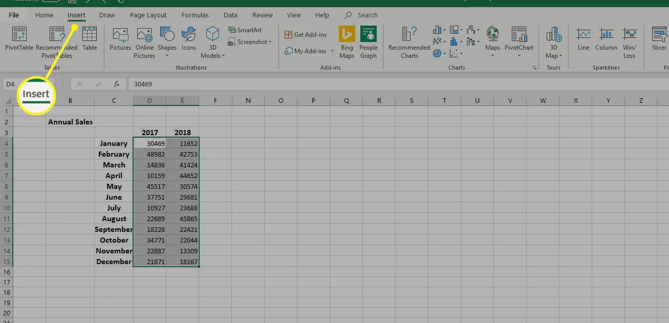 Inserir guia no Excel