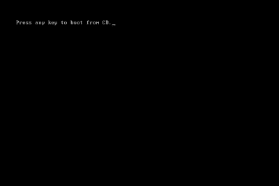Captura de tela da tela Press Any Key durante a inicialização do Windows XP
