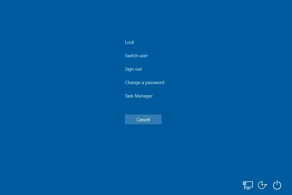Tela do Windows 10 Ctrl-Alt-Del