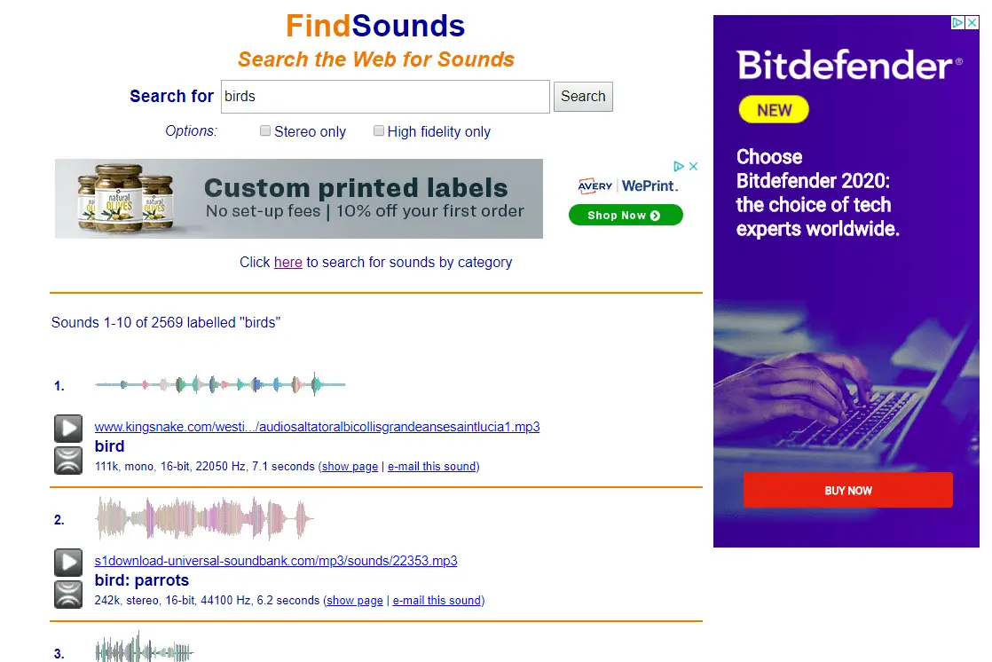 Motor de pesquisa de áudio FindSounds