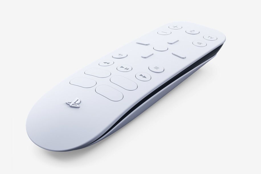 Controle remoto PS5 mostrando botões em branco na parte inferior para possíveis parcerias de streaming