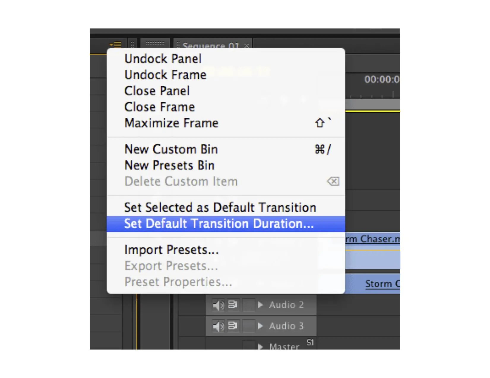 Captura de tela das ferramentas do Adobe Premiere