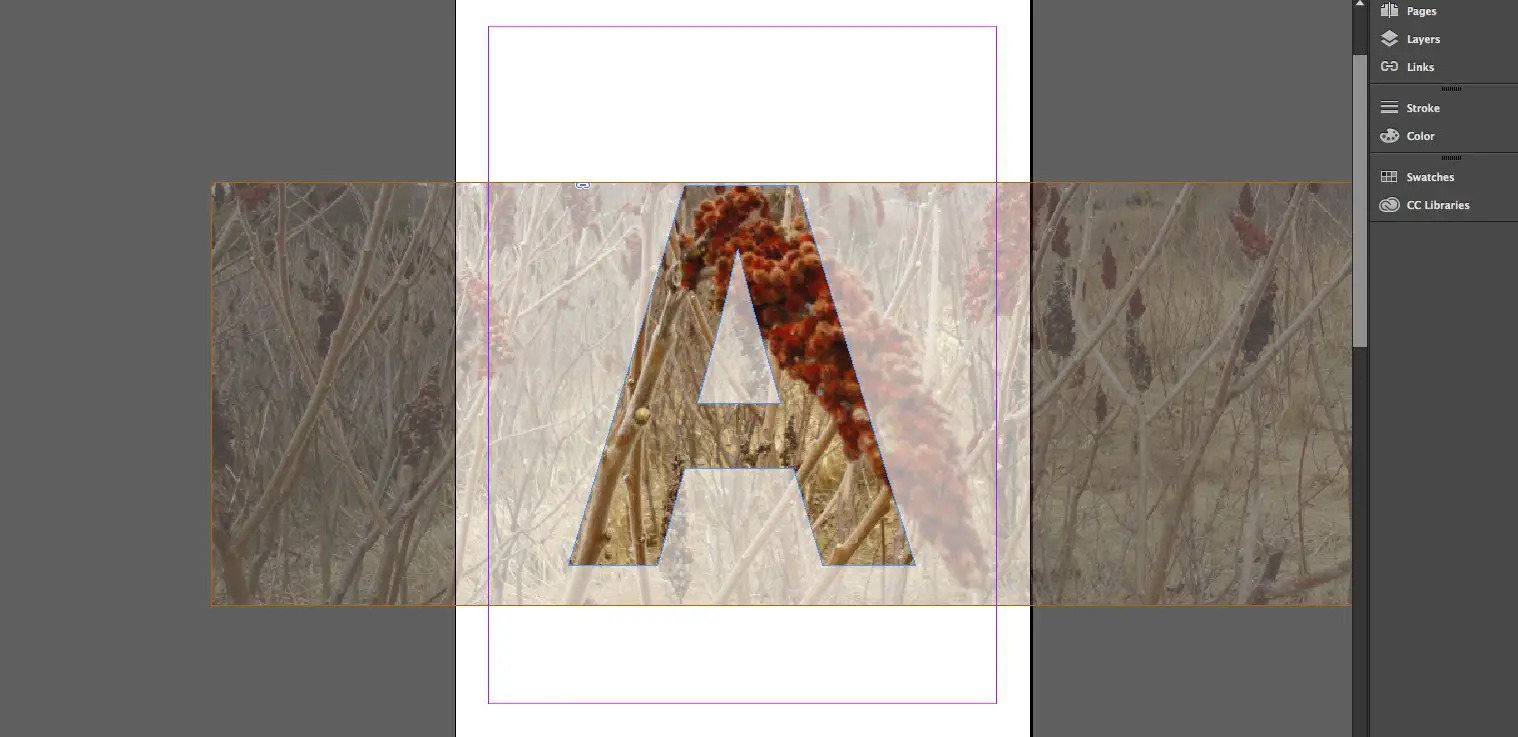 Em vez de uma cor sólida, uma imagem é usada como preenchimento da forma da letra.