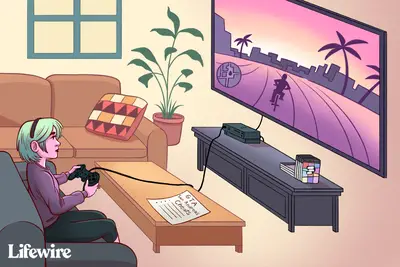 Jogador jogando GTA San Andreas em uma TV de tela grande