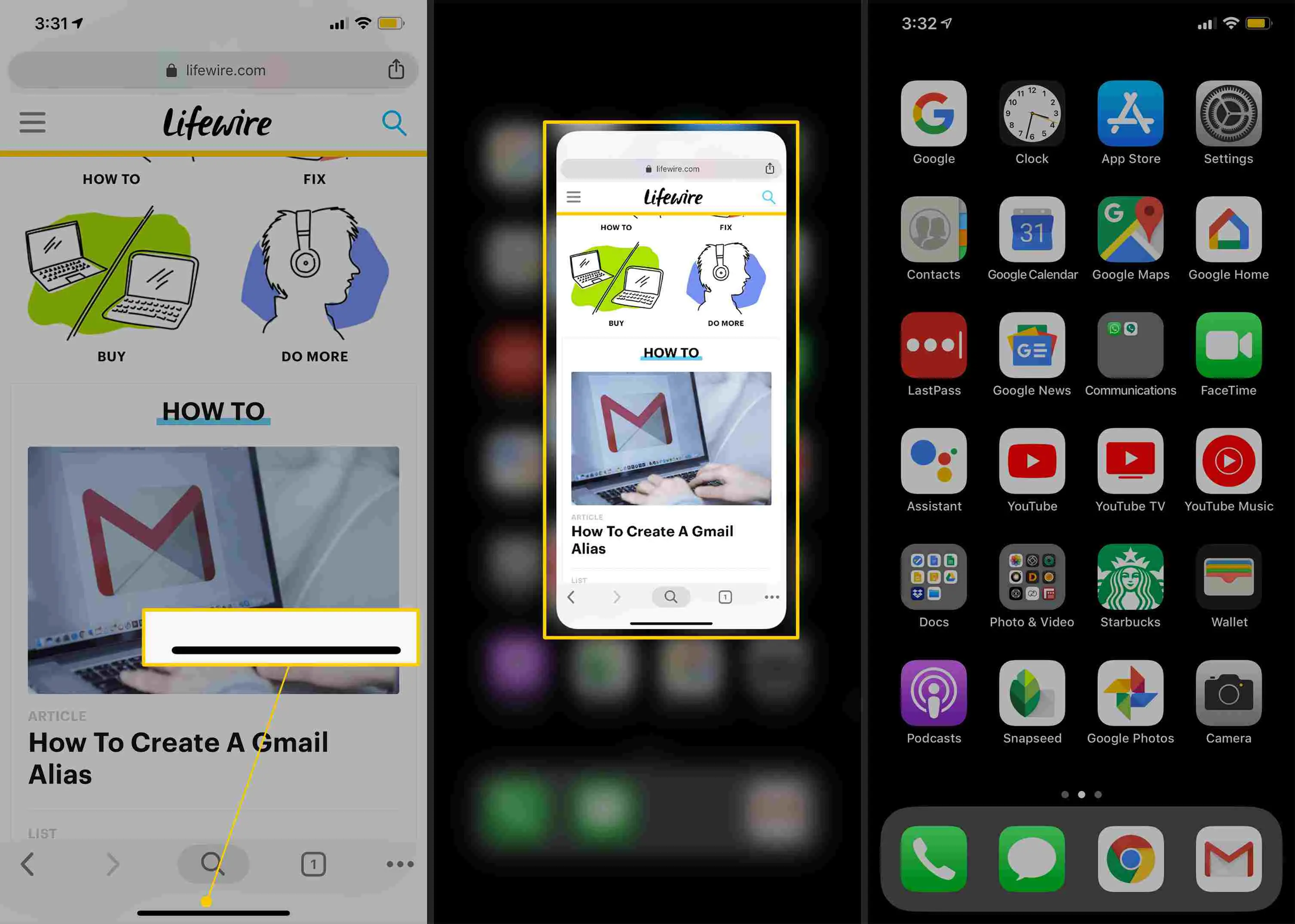 Barra preta deslizante para cima, tela provisória, tela inicial no iPhone X