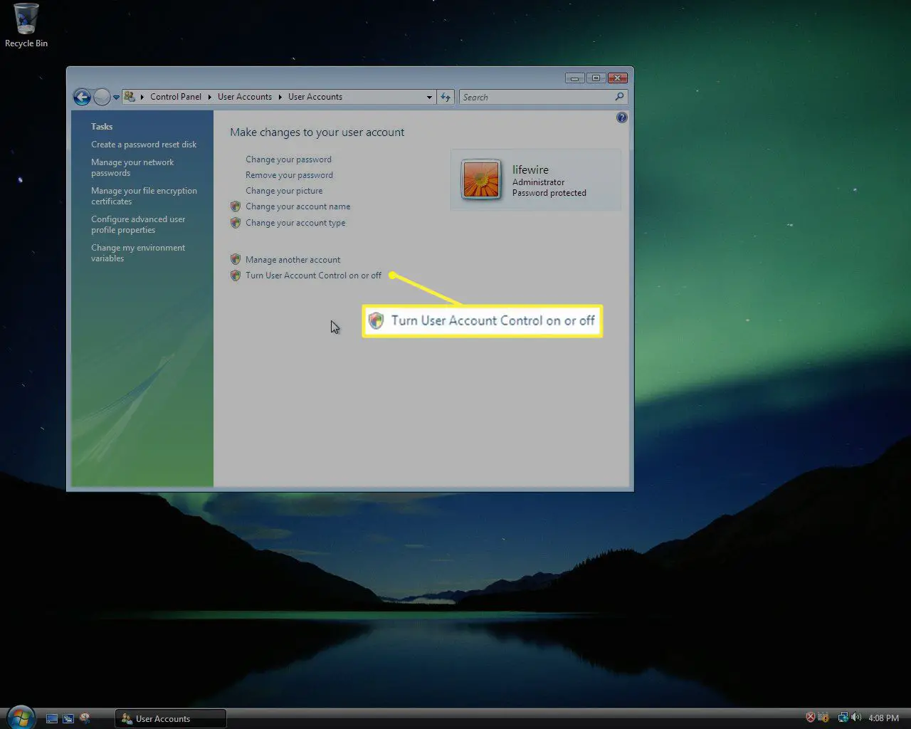 Contas de usuário no Windows Vista