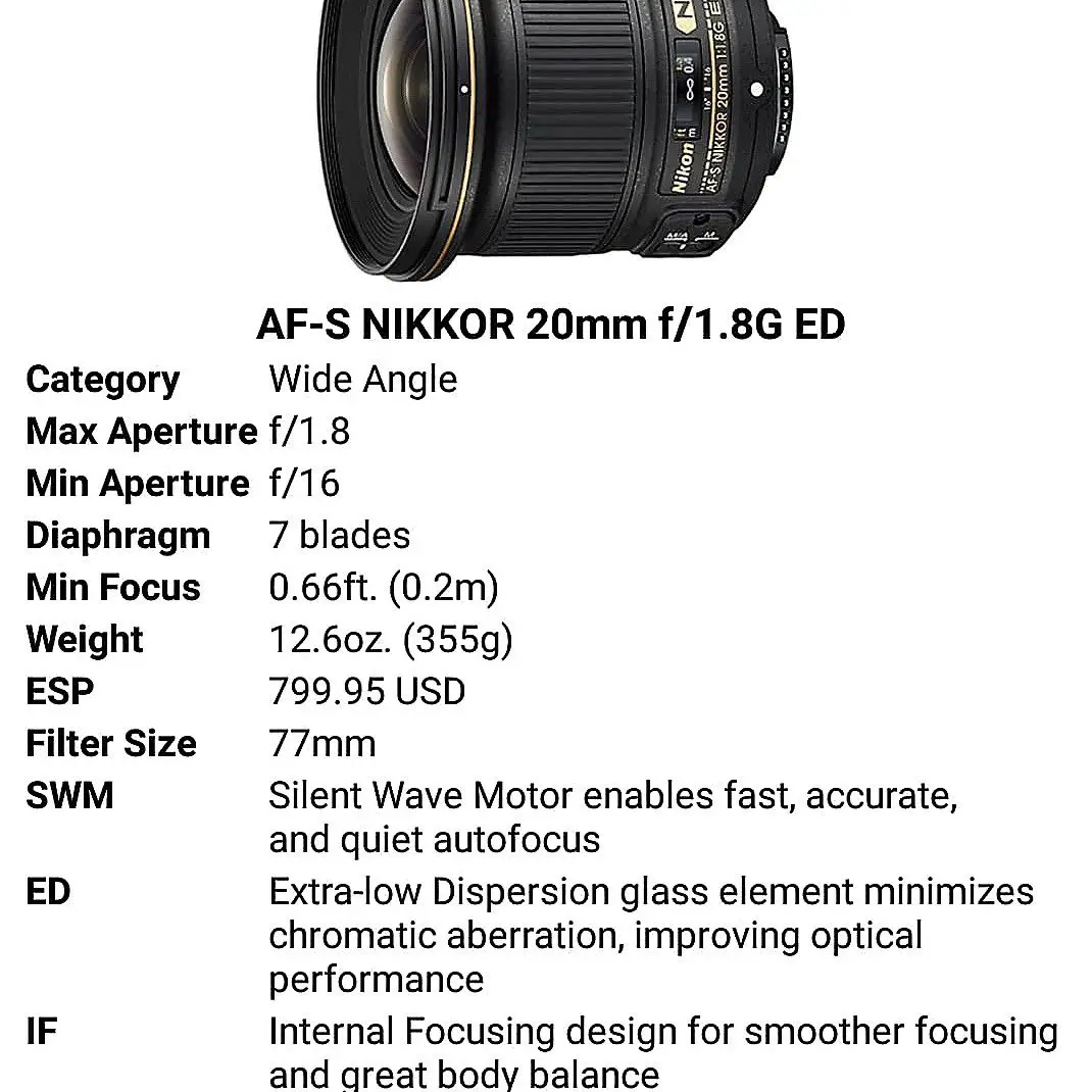 As lentes Nikon permitem que os usuários procurem rapidamente as lentes certas e obtenham os detalhes sobre quando é melhor usar lentes