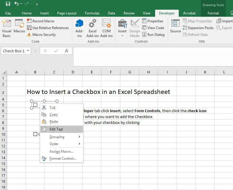 How To Add Check Boxes In Excel 365