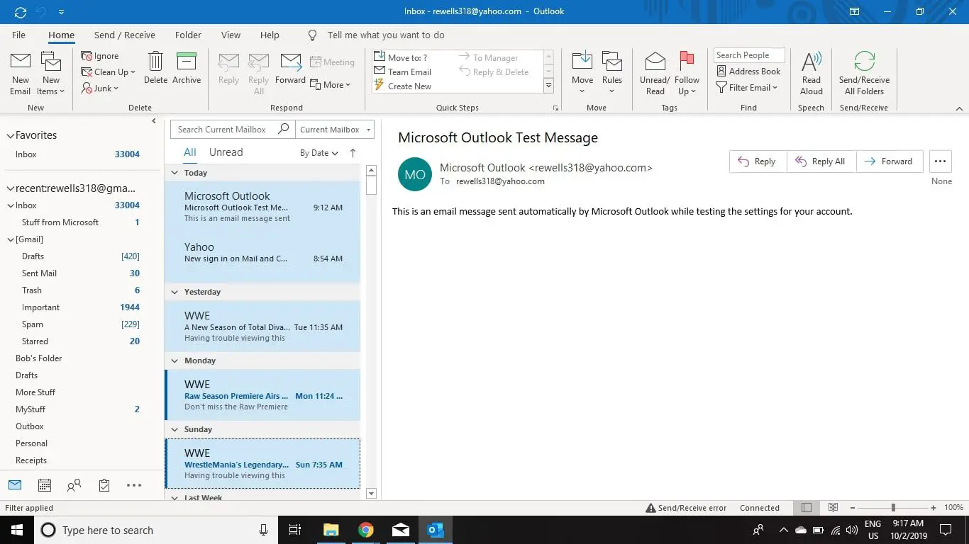 Selecione as mensagens que deseja copiar para o Gmail no Outlook.