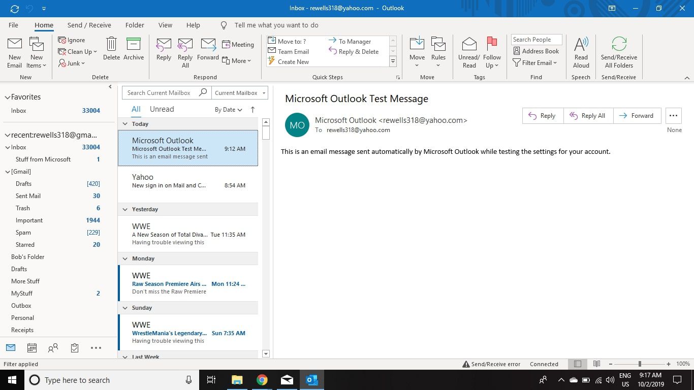 Abra a conta de e-mail que contém os e-mails que você deseja migrar para o Gmail no Outlook.
