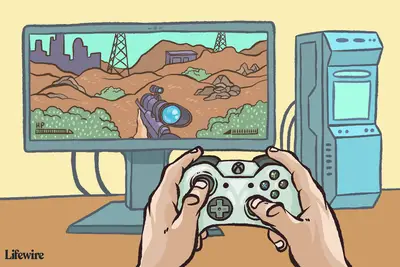 Ilustração mostrando alguém jogando Fallout com um controle do Xbox
