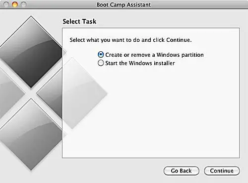 Usando o Boot Camp Assistant para particionar o disco rígido do seu Mac