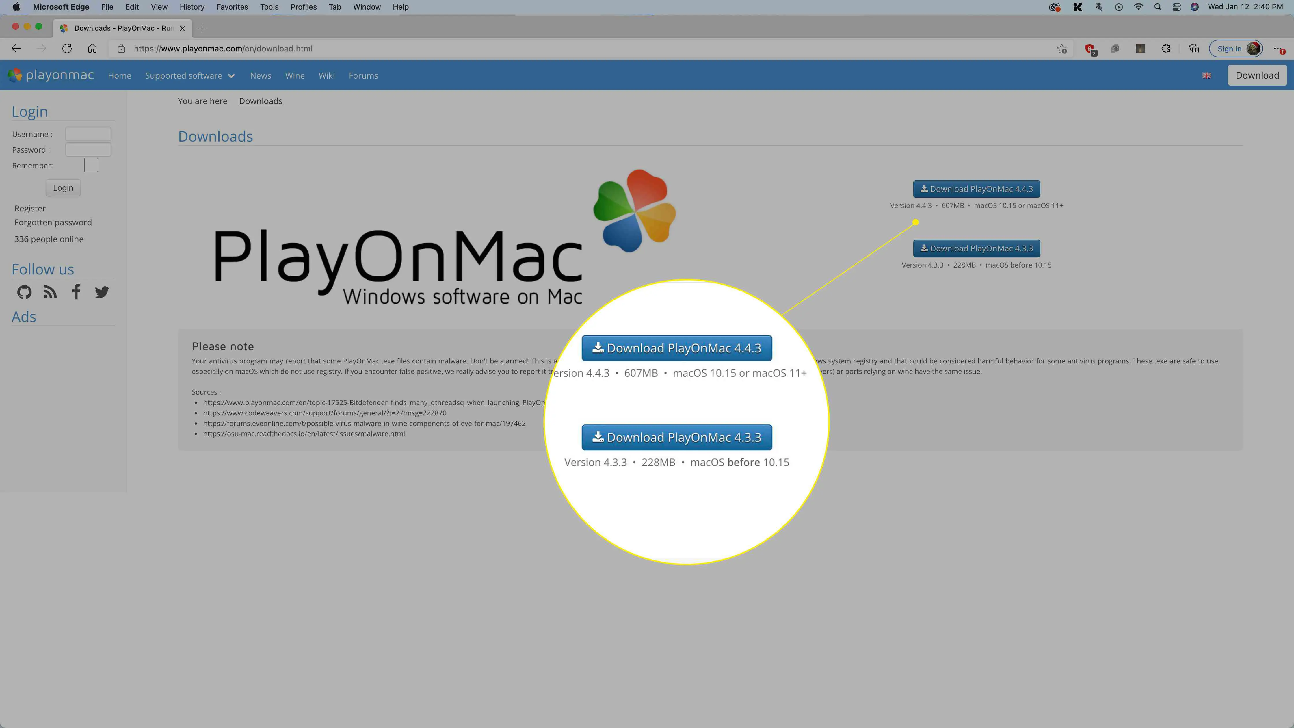 Download destacado no site do PlayOnMac.