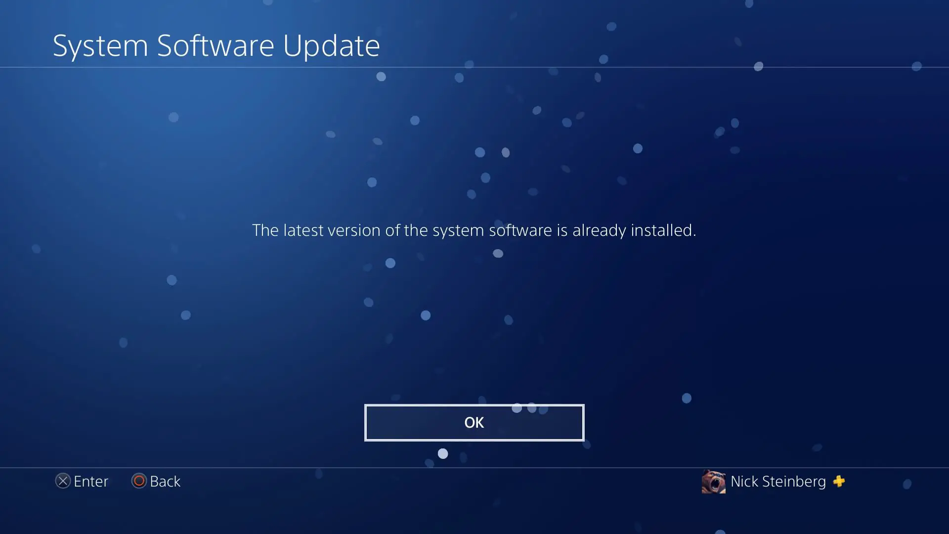 Tela de atualização do software do sistema no PS4. 