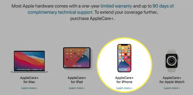 Site Apple Care com iPhone em destaque