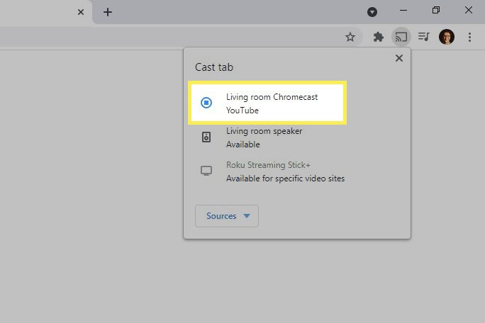 YouTube listado como stream do Chromecast no Chrome