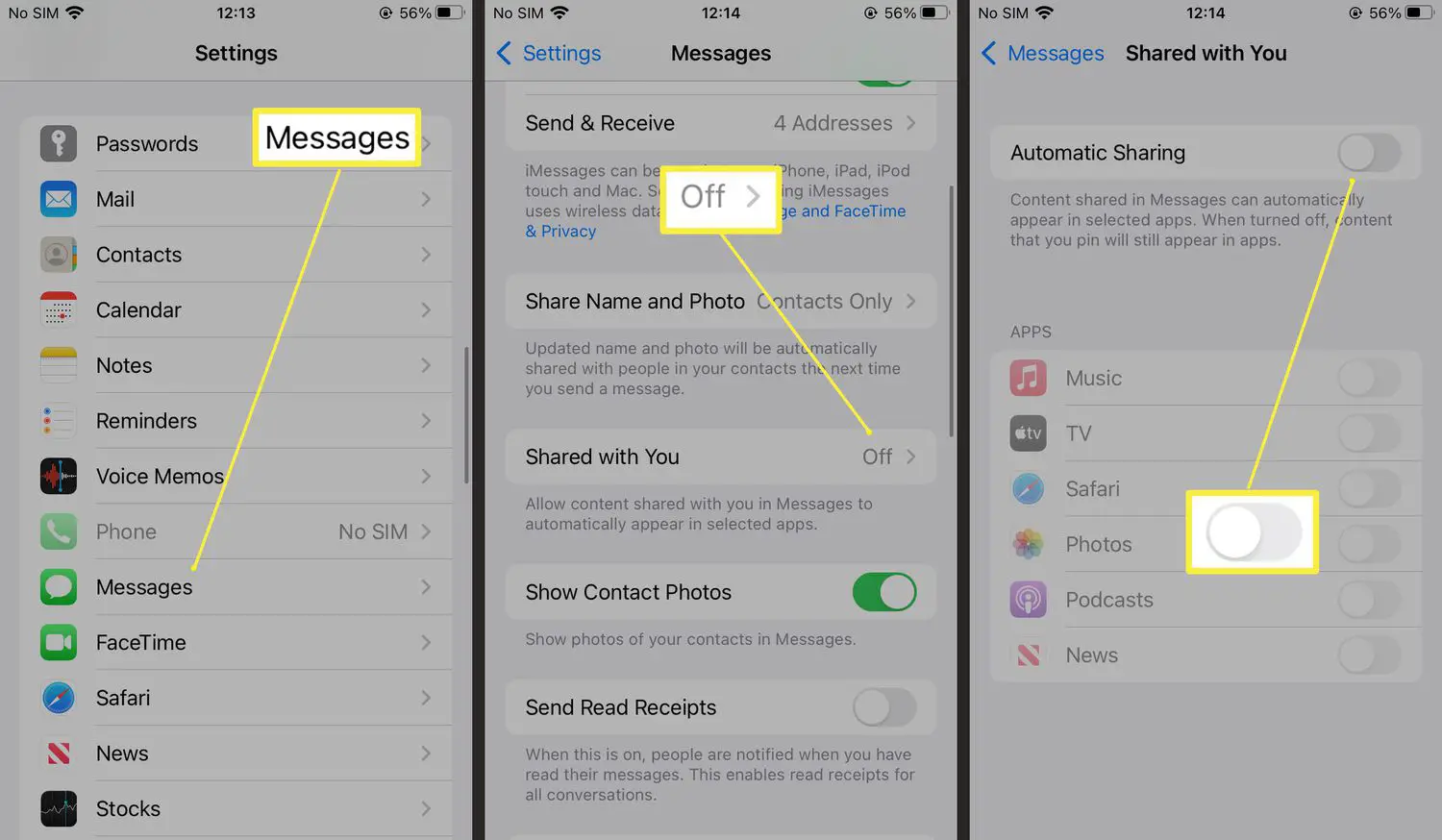Etapas necessárias para ativar o compartilhamento automático no Mensagens no iOS 15