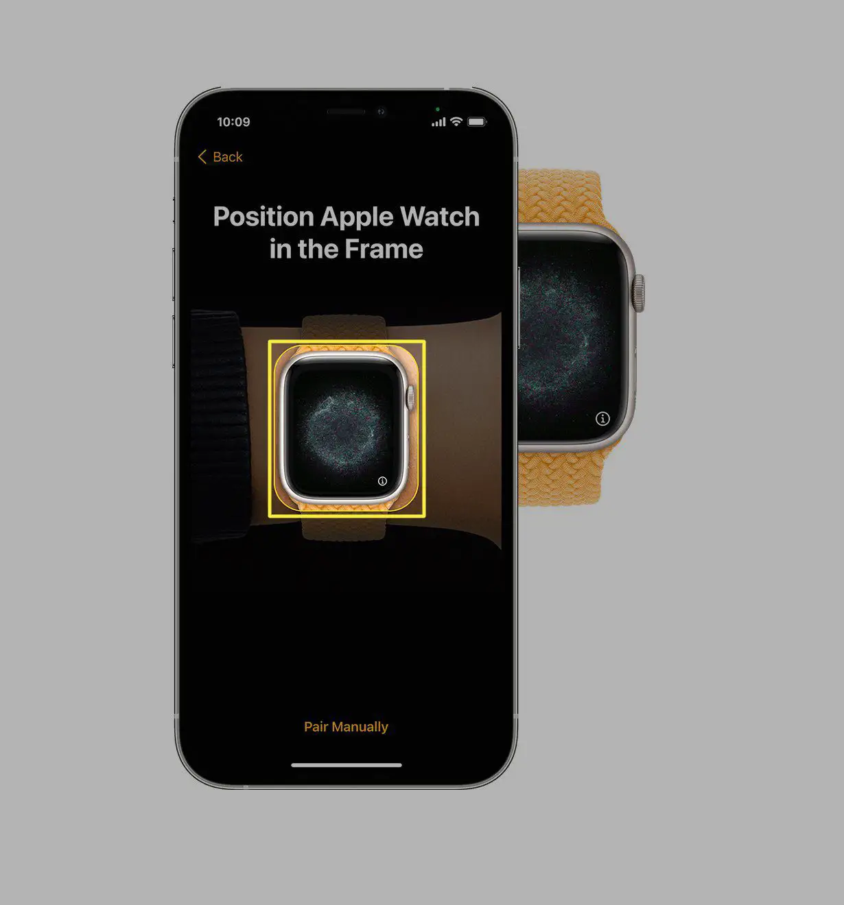 Janela de emparelhamento do Apple Watch em um iPhone