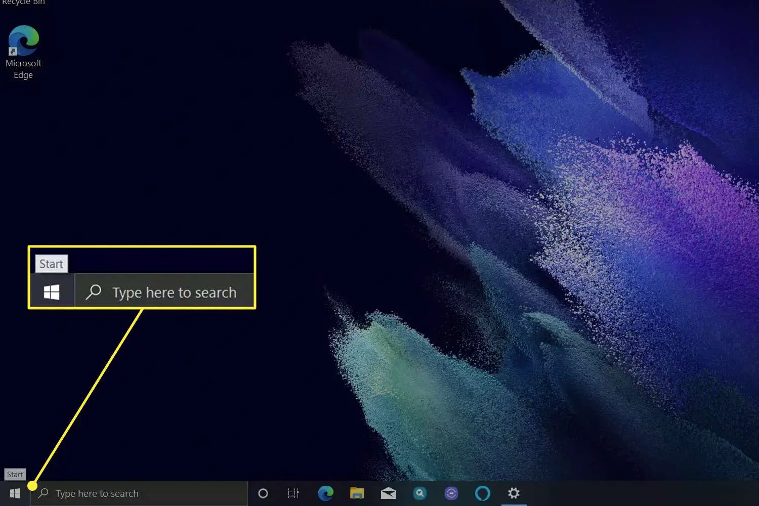 O ícone do menu Iniciar do Windows 10 realçado.