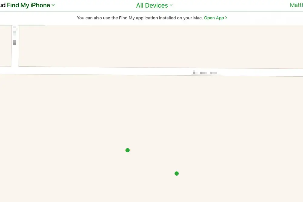 Uma captura de tela do aplicativo Find iPhone aberto no iCloud.