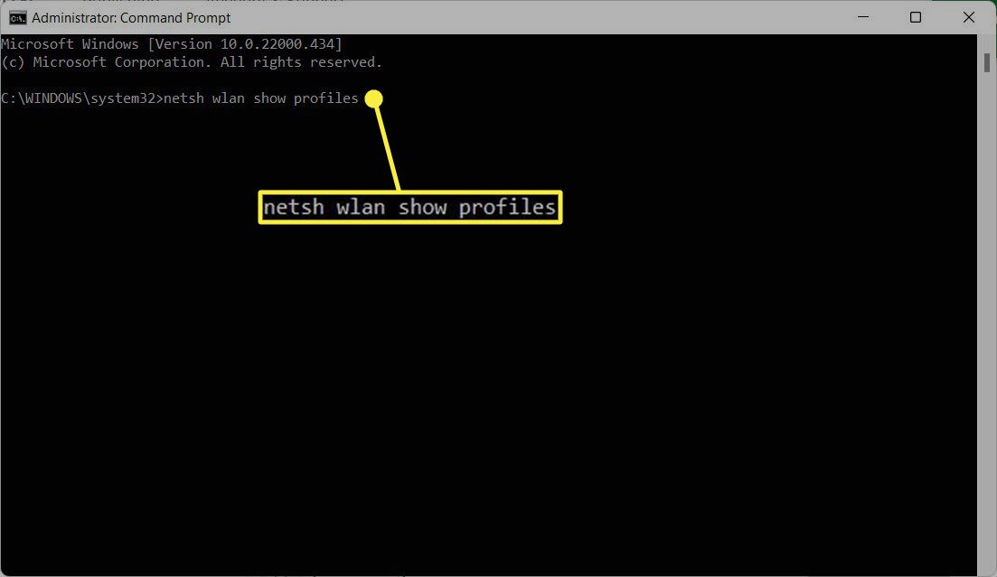 netsh wlan mostra perfis no prompt de comando do Windows
